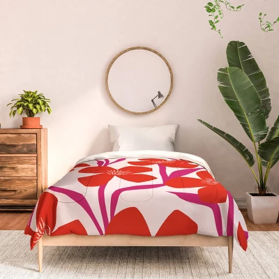 Deny Designs Maritza Lisa Red And Pink Floral Pattern Comforter Set Red 4 Deny Designs Maritza Lisa Red And Pink Floral Pattern Comforter Set Red - Image 2