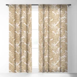 Evamatise Big Cats And Palm Trees Jungle Single Panel Sheer Window Curtain - Deny Designs