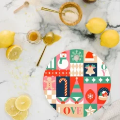Emanuela Carratoni Christmas Patchwork Cutting Board - Round