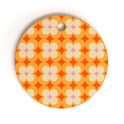 Jen Du Vintage Yellow Orange Flowers Cutting Board - Round 5 Jen Du Vintage Yellow Orange Flowers Cutting Board - Round - Image 3