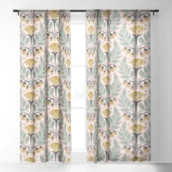 Heather Dutton La Floraison Blush Pink Single Panel Sheer Window Curtain - Deny Designs