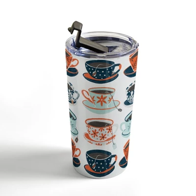 Cat Coquillette Tea Time Coral Teal 20 Oz Stainless Steel Travel Mug - Deny Designs 4 Cat Coquillette Tea Time Coral Teal 20 Oz Stainless Steel Travel Mug - Deny Designs - Image 2