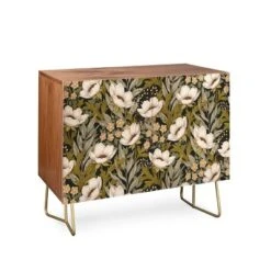 Deny Designs Shop 7 Avenie Floral Meadow Spring Green Walnut Credenza - Deny Designs