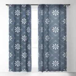 CoastL Studio Scandinavian Classic Blue Single Panel Sheer Window Curtain - Deny Designs