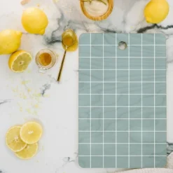 Cocoon Design Sage Green Retro Grid Pattern Cutting Board - Rectangle