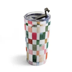 Ninola Design Watercolor Checker Yuletide 20 Oz Stainless Steel Travel Mug - Deny Designs