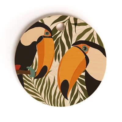 Cuss Yeah Designs Tropical Toucans Cutting Board - Round 5 Cuss Yeah Designs Tropical Toucans Cutting Board - Round - Image 3