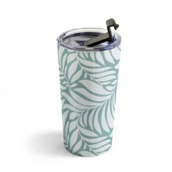 Heather Dutton Flowing Leaves Seafoam Travel Mug 20 Oz Stainless Steel Travel Mug - Deny Designs