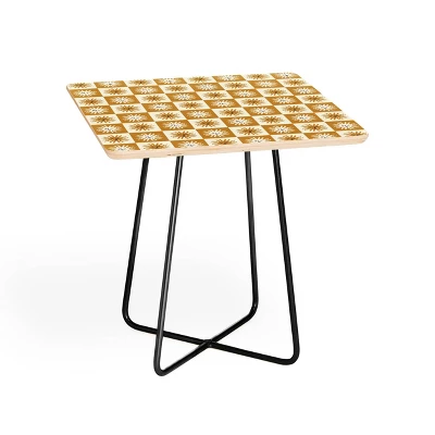 Charly Clements Vintage Checkered Sunshine Side Square Table - Deny Designs 6 Charly Clements Vintage Checkered Sunshine Side Square Table - Deny Designs - Image 4