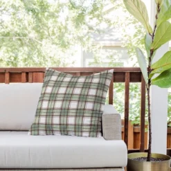 20"x20" Deny Designs Ninola Design Geo Checks Outdoor Throw Pillow Green