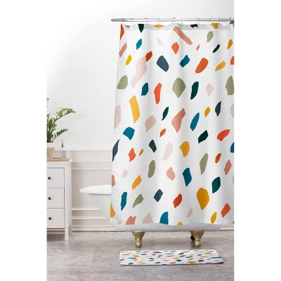83 Oranges Terrazzo Love Shower Curtain - Deny Designs 4 83 Oranges Terrazzo Love Shower Curtain - Deny Designs - Image 2