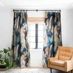 Ninola Design Artistic Texture Blue Gold 84" X 50" Single Panel Blackout Window Curtain - Deny Designs -Deny Designs Shop GUEST 635db907 48ee 455e a984 1ef443e1a05a