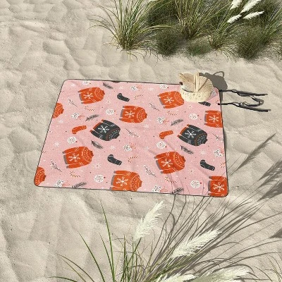 BlueLela Christmas Sweater Pattern Pink Picnic Blanket -Deny Designs 4 BlueLela Christmas Sweater Pattern Pink Picnic Blanket -Deny Designs - Image 2