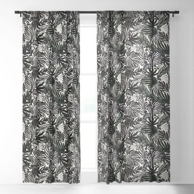 Marta Barragan Camarasa Wild Abstract Jungle On Black Single Panel Sheer Window Curtain - Deny Designs 3 Marta Barragan Camarasa Wild Abstract Jungle On Black Single Panel Sheer Window Curtain - Deny Designs