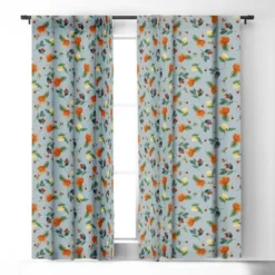 Ninola Design Citrus Fruits Summer Blue 84" X 50" Single Panel Room Darkening Window Curtain - Deny Designs