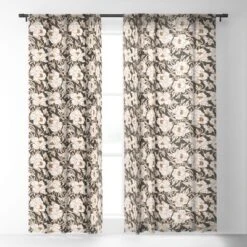 Holli Zollinger Indra Poppy Dark Single Panel Sheer Window Curtain - Deny Designs