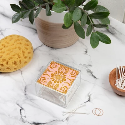 Sewzinski Boho Florals Yellow White Pink 4" X 4" Acrylic Box - Deny Designs 4 Sewzinski Boho Florals Yellow White Pink 4" X 4" Acrylic Box - Deny Designs - Image 2