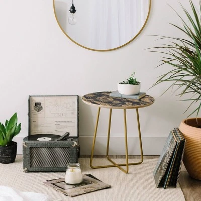 Marta Barragan Camarasa Tropical Night Heat Side Table Round Black/Gold - Deny Designs 2 Marta Barragan Camarasa Tropical Night Heat Side Table Round Black/Gold - Deny Designs