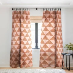 June Journal Triangular Lines In Terracotta Single Panel Sheer Window Curtain - Deny Designs -Deny Designs Shop GUEST 6a918534 6316 477e 9831 10cc1ff608bf