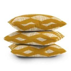 16"x16" Leah Keggi Acoustic Wave Mustard Square Throw Pillow White - Deny Designs -Deny Designs Shop GUEST 6aadd972 0601 43b5 8991 57347946ceaf