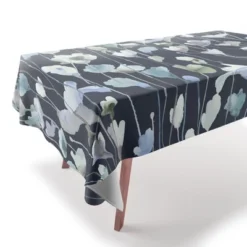 Ninola Design Watery Abstract Flowers Navy - Tablecloth Deny Designs