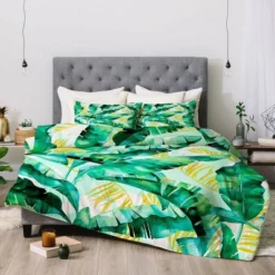 Marta Barragan Camarasa Banana Leaf Comforter & Sham Set Green - Deny Designs