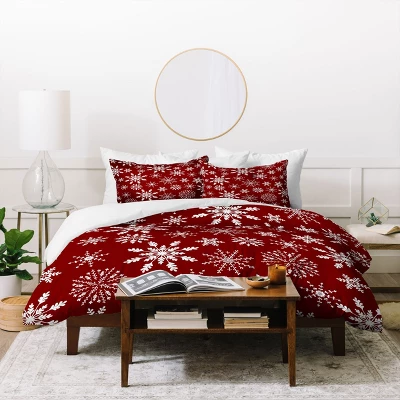 King Iveta Abolina Silent Night Duvet Cover Set Red - Deny Designs 3 King Iveta Abolina Silent Night Duvet Cover Set Red - Deny Designs