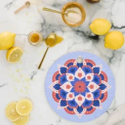 Angela Minca Modern Floral Mandala Cutting Board - Round