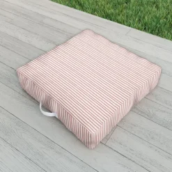 Emanuela Carratoni Old Pink Stripes Outdoor Floor Cushion - Deny Designs