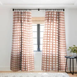 Little Arrow Design Co Watercolor Plaid Terracotta Single Panel Sheer Window Curtain - Deny Designs -Deny Designs Shop GUEST 701ef681 72da 42ec 938a 1d88054af88f