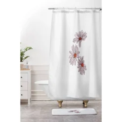 The Colour Study Daisy Illustration Bud Bath Mat Pink - Deny Designs