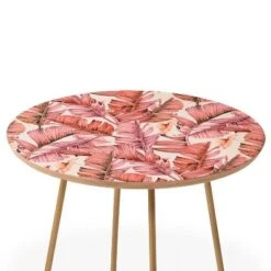 Deny Designs Shop 13 Round Marta Barragan Camarasa Jungle Paradise Pink Side Table Pink/Gold - Deny Designs