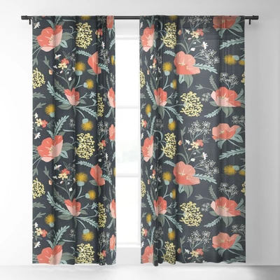 Heather Dutton Poppy Meadow Midnight Single Panel Sheer Window Curtain - Deny Designs 3 Heather Dutton Poppy Meadow Midnight Single Panel Sheer Window Curtain - Deny Designs