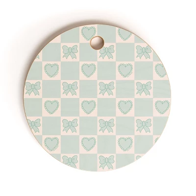 Doodle By Meg Blue Bow Checkered Print Cutting Board - Round 5 Doodle By Meg Blue Bow Checkered Print Cutting Board - Round - Image 3