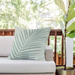 26"x26" Deny Designs Daily Regina Designs Palm Leaf Outdoor Throw Pillow: Abstract Design, Polyester, Square Shape, Spot Clean