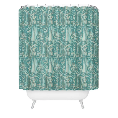 Holli Zollinger Kikka Teal Shower Curtain Tan - Deny Designs 4 Holli Zollinger Kikka Teal Shower Curtain Tan - Deny Designs - Image 2