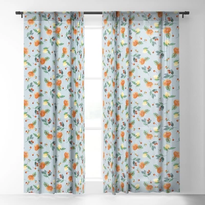 Ninola Design Citrus Fruits Summer Blue 84" X 50" Single Panel Sheer Window Curtain - Deny Designs 3 Ninola Design Citrus Fruits Summer Blue 84" X 50" Single Panel Sheer Window Curtain - Deny Designs