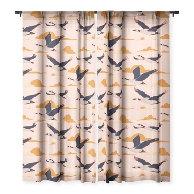 Nika Geese Flight Together Single Panel Sheer Window Curtain - Deny Designs 4 Nika Geese Flight Together Single Panel Sheer Window Curtain - Deny Designs - Image 2