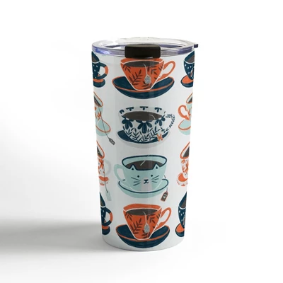 Cat Coquillette Tea Time Coral Teal 20 Oz Stainless Steel Travel Mug - Deny Designs 6 Cat Coquillette Tea Time Coral Teal 20 Oz Stainless Steel Travel Mug - Deny Designs - Image 4
