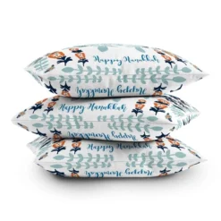 16"x16" Marni Floral Hanukkah Menorah Square Throw Pillow White/Blue: Indoor Decorative Cushion - Deny Designs -Deny Designs Shop GUEST 7b72ce32 13ee 4792 a113 106056e6fa78