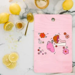 Daily Regina Designs Colorful Mushrooms And Flowers Cutting Board Rectangle - Deny Designs