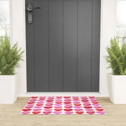 Amy Sia Heart Watercolor Looped Vinyl Welcome Mat - Society6