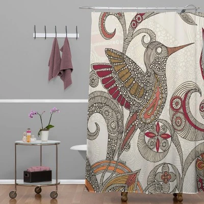 Flying Bird Shower Curtain Beige/Red - Deny Designs 3 Flying Bird Shower Curtain Beige/Red - Deny Designs