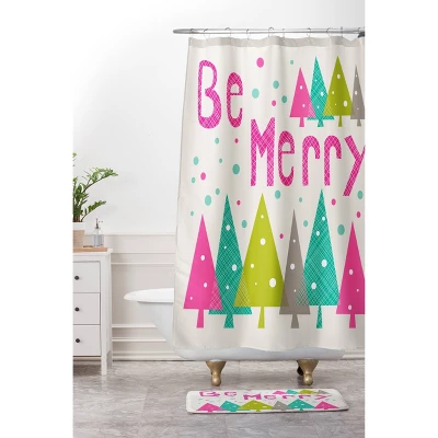 Be Merry Shower Curtain Pink - Deny Designs 4 Be Merry Shower Curtain Pink - Deny Designs - Image 2
