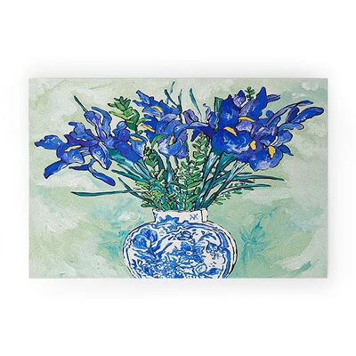 Lara Lee Meintjes Iris Bouquet In Chinoiserie Vase On Blue And White Striped Tablecloth On Painterly Mint Green Welcome Mat - Society6 7 Lara Lee Meintjes Iris Bouquet In Chinoiserie Vase On Blue And White Striped Tablecloth On Painterly Mint Green Welcome Mat - Society6 - Image 5