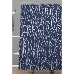 Summer Sun Home Art Faces Shower Curtain Blue - Deny Designs