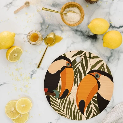 Cuss Yeah Designs Tropical Toucans Cutting Board - Round 3 Cuss Yeah Designs Tropical Toucans Cutting Board - Round