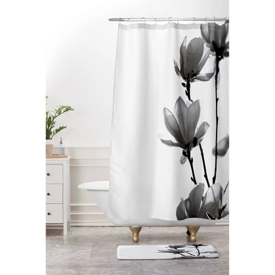 Monika Strigel Black Magnolia Shower Curtain Black/White - Deny Designs 4 Monika Strigel Black Magnolia Shower Curtain Black/White - Deny Designs - Image 2