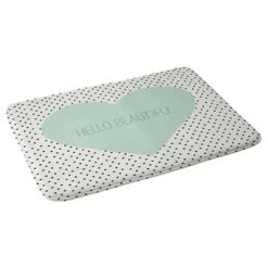 Allyson Johnson Hello Beautiful Heart Cushion Bath Mat Mint - Deny Designs