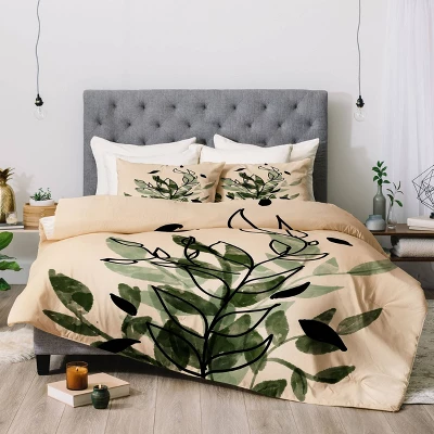 Aleeya Jones Green And Black Leaves Comforter Set - Deny Designs 5 Aleeya Jones Green And Black Leaves Comforter Set - Deny Designs - Image 3